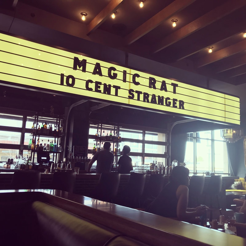 The Magic Rat Marquee in Fort Collins, Colorado displays 10 Cent Stranger, a band out of Laramie Wyoming